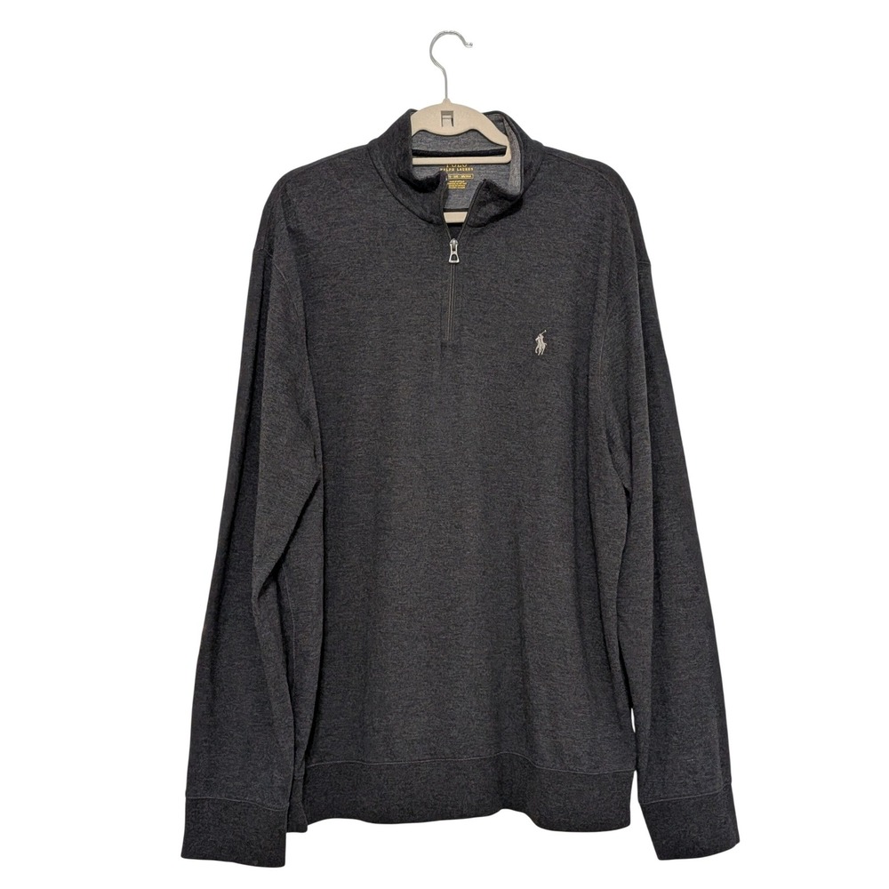 Polo Ralph Lauren Quarter Zip Pullover Mens XL Gray Pony Logo Sweatshirt